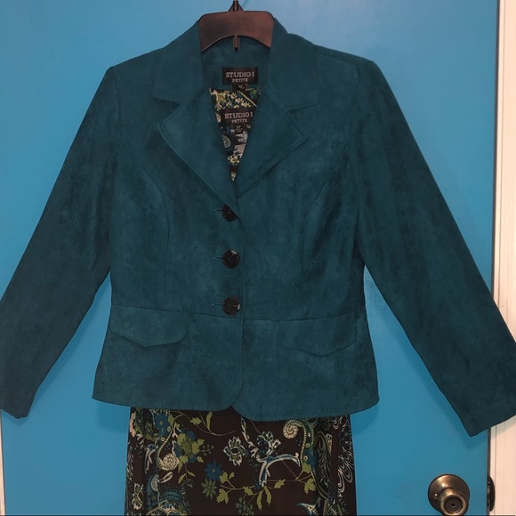 Studio I Paisley and Suede Dress and Blazer Set - Picture 8 of 11